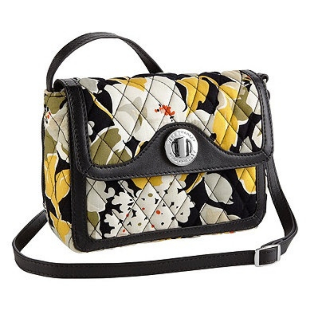 Vera Bradley Dogwood Black Yellow Floral Crossbody Bag